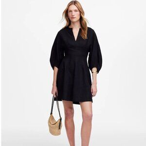 NWT Madewell Splitneck Mini Dress in 100% black Oat Sz 6